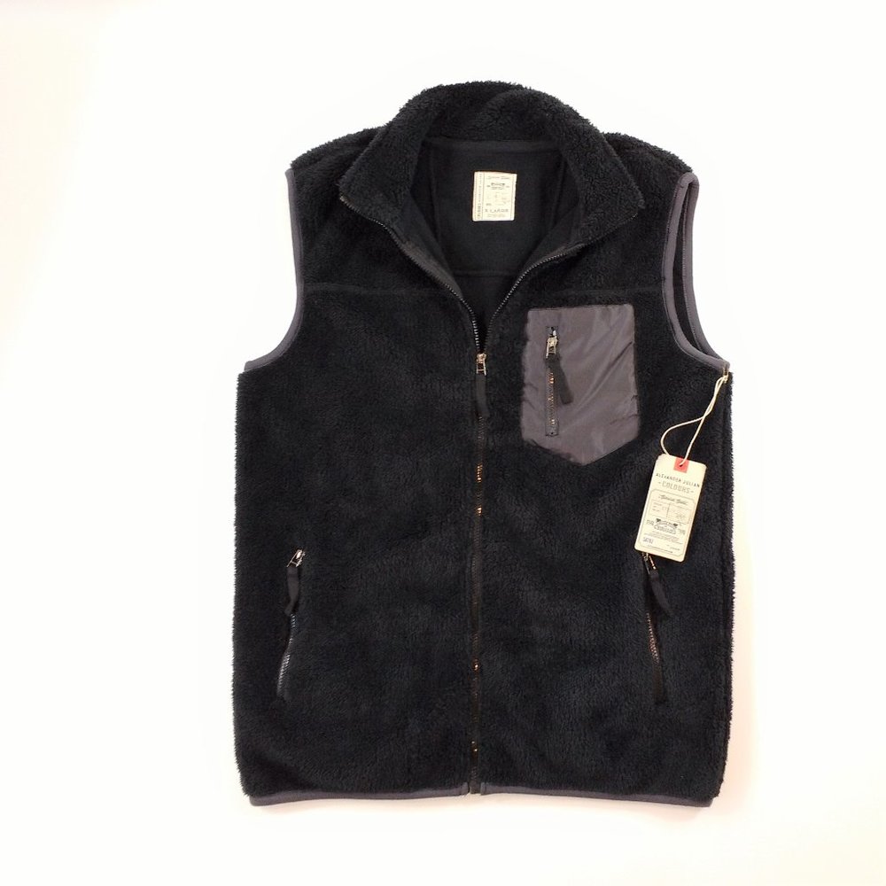 Alexander Julian Colours Black Fleece Vest XL MSRP $68